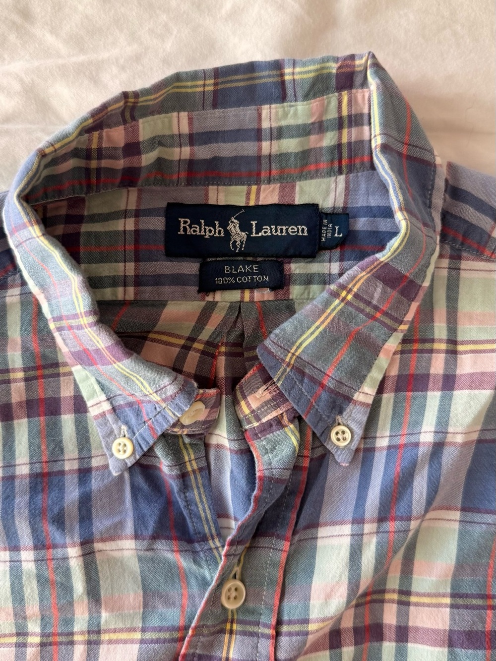 Vintage Polo Ralph Lauren "Blake" Plaid Short Sleeve Shirt - Men's L